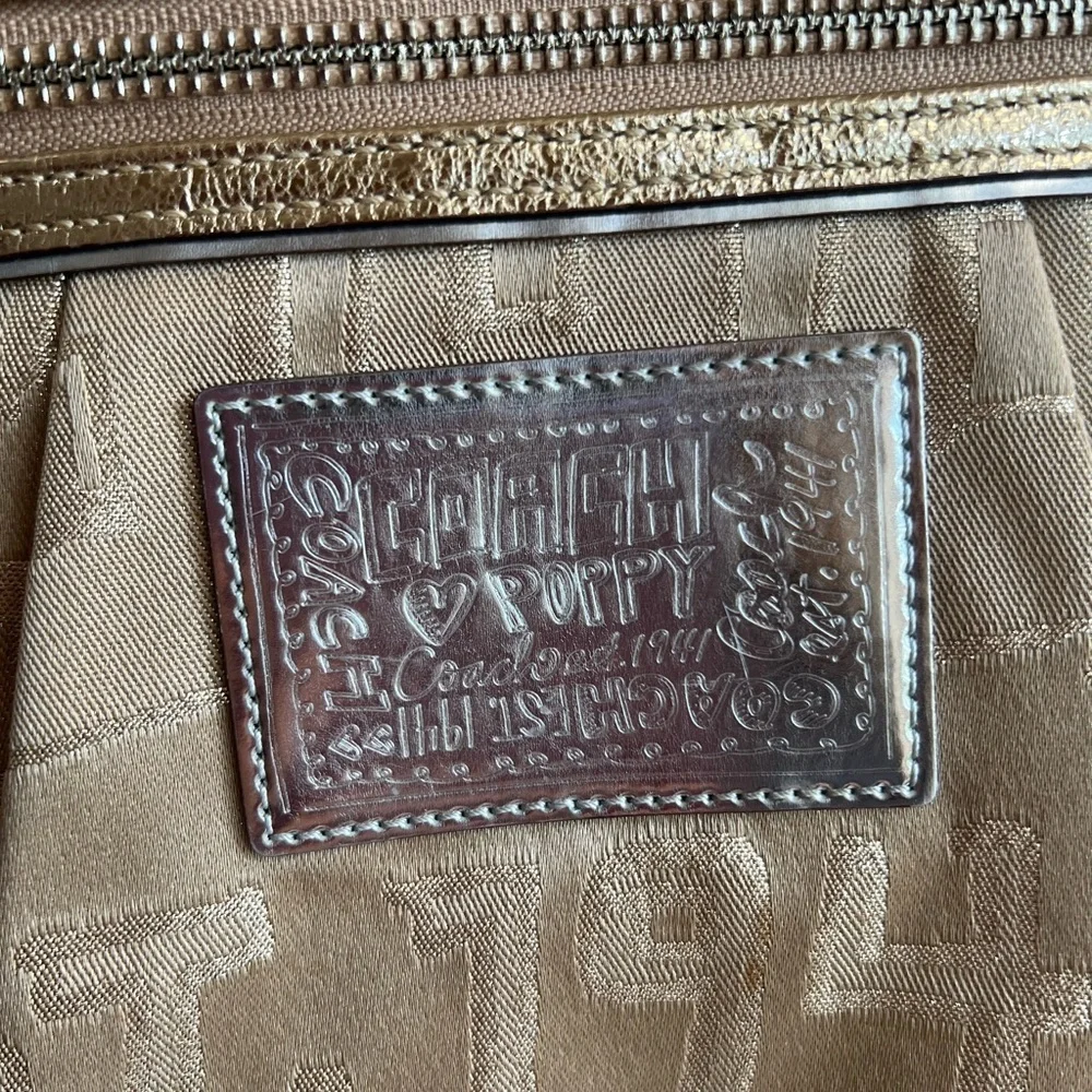 Coach  collectibles Poppy Khaki with Gold accent RARE tote shoulder